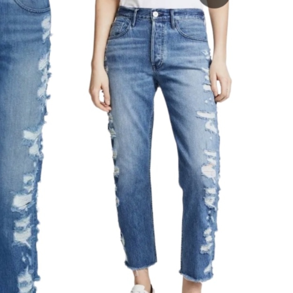 3x1 Made Here Straight Leg Denim Jeans Medium Wash Blue Womens Size 28